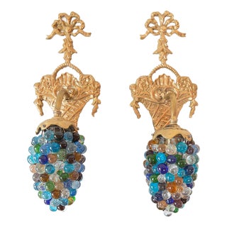 Vintage Gilt Bronze and Murano Glass Tulips, 1980s, Set of 2 For Sale