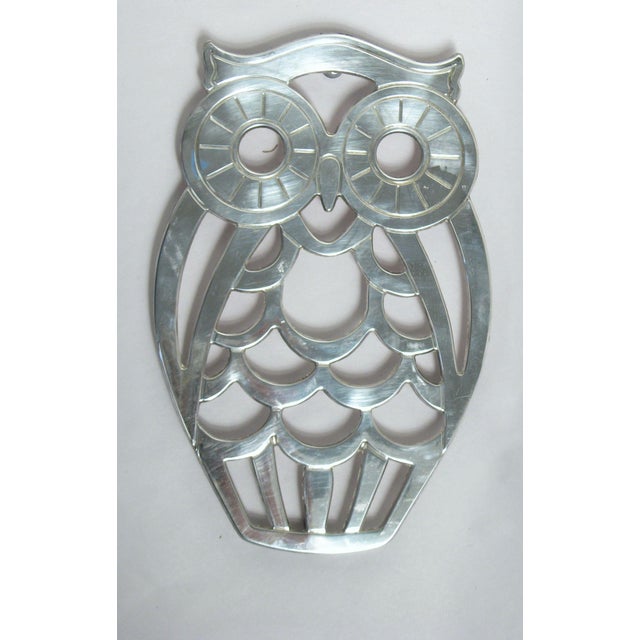 Boho Chic Vintage Silverplate Owl Trivet by Leonard For Sale - Image 3 of 9