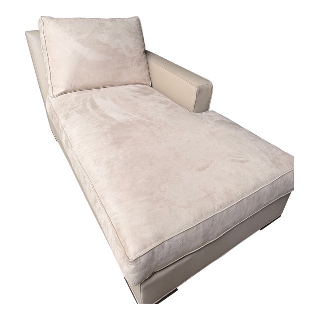 Kravet Jazz Taupe Leather & Suede Chaise For Sale
