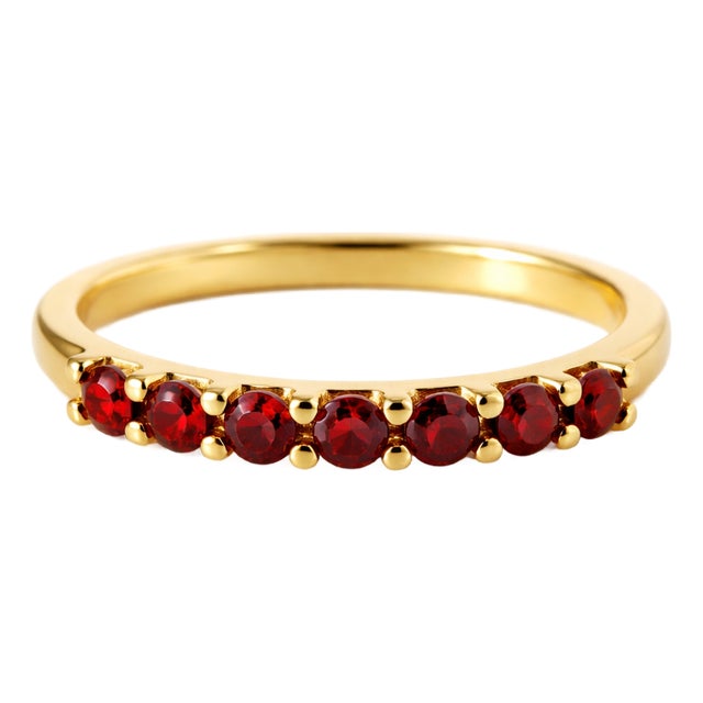 Natural Garnet Stacking January Birthstone Ring in 925 Sterling Silver, Size 7 For Sale