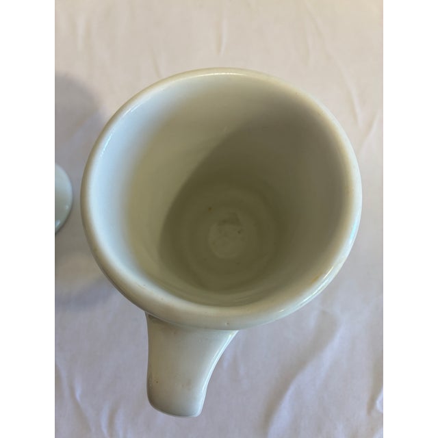 White Vintage Sterling Vitrified China Black Rimmed Pedestal Mugs, Set of 2, Restaurant Ware For Sale - Image 8 of 12