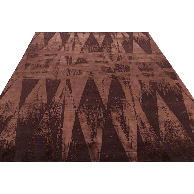 2010s Rug & Kilim’s Modern Geometric Rug in Burgundy Tones “Diamonds Vintage” For Sale - Image 5 of 8