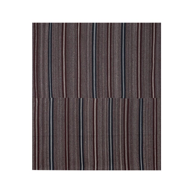 Mid-Century Modern Striped Turkish Kilim Rug 9'4'' X 9'6'' For Sale - Image 3 of 10
