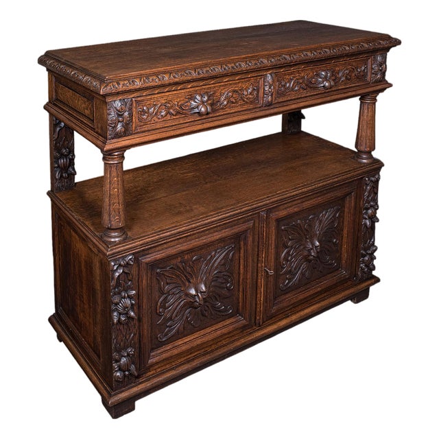 Large Antique Buffet, Scottish, Oak, Server, Sideboard, Gothic Taste, Victorian For Sale