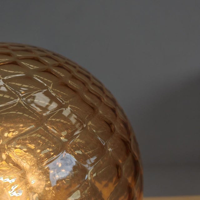 Glass Amber Murano Glass Sphere Lamp in the style of Balloton Venini, 1970s For Sale - Image 7 of 15