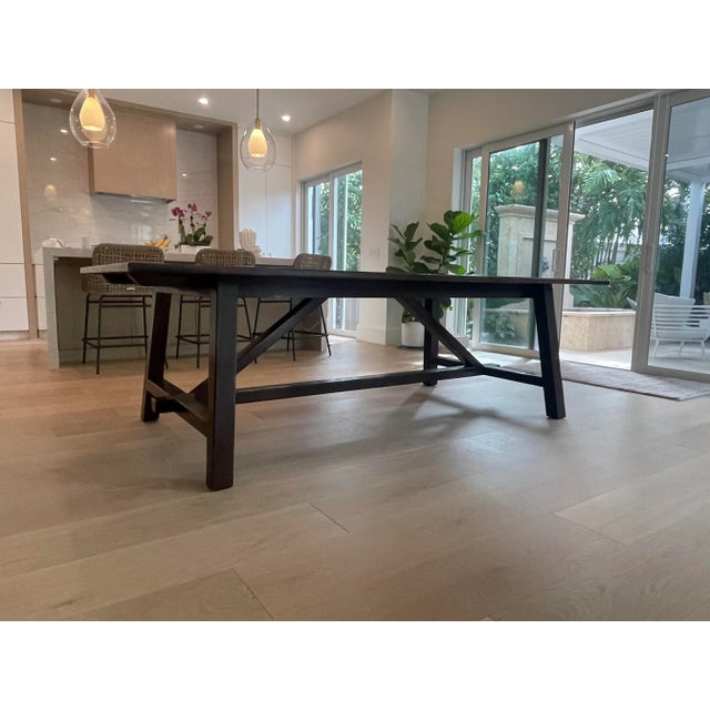 Bausman Trapezoid Trestle Dining Table in Solid Alderwood 136” With Extensions For Sale - Image 4 of 11