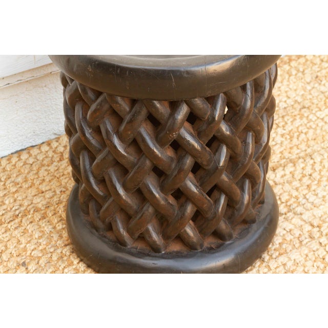 Finely Carved Lattice Bamileke Stool For Sale - Image 4 of 9