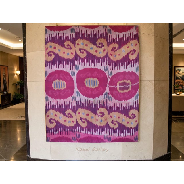 Antiqu Uzbek Silk Ikat Wall Hanging, 1920s For Sale - Image 3 of 18
