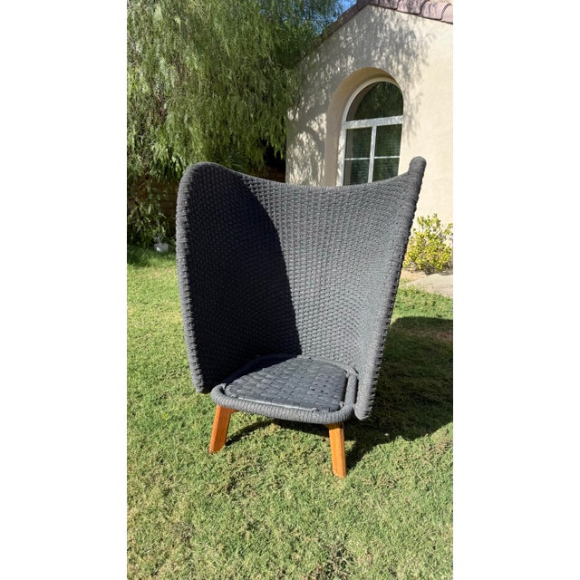 The Cane-Line Peacock Wing Highback Chair With Teak Legs (Model 5460), Designed by the Danish Duo Foersom & Hiort-Lorenzen, 2 Pieces For Sale In Palm Springs - Image 6 of 12