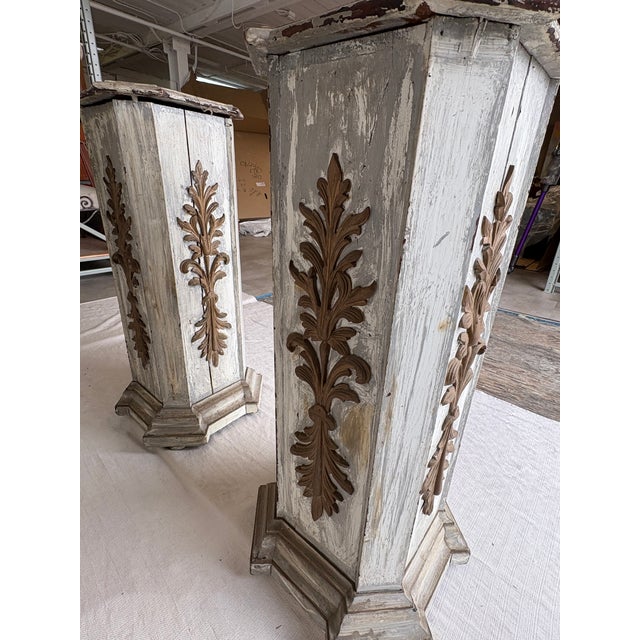 Pair of Vintage Wood Pedestals For Sale - Image 13 of 14