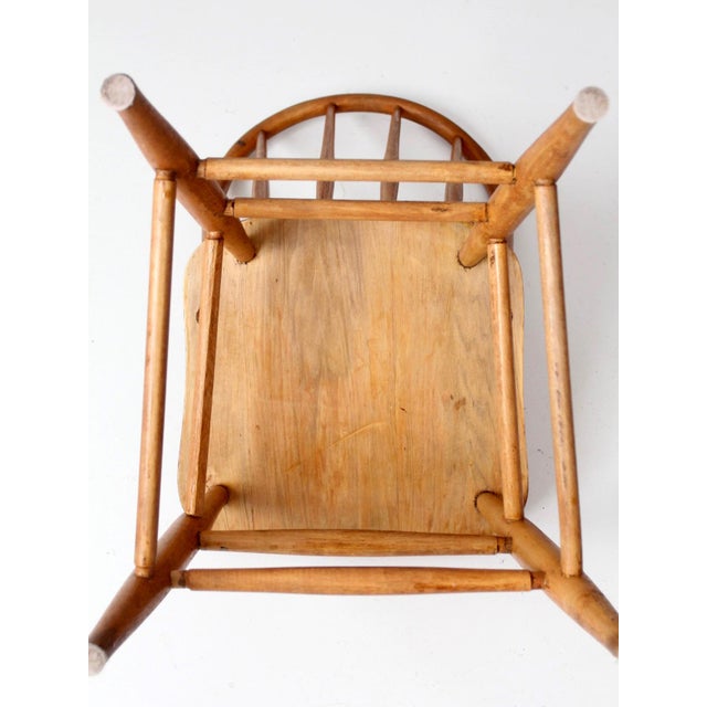 Antique Wood Windsor Bow Back Spindle Farmhouse Chair For Sale - Image 11 of 14