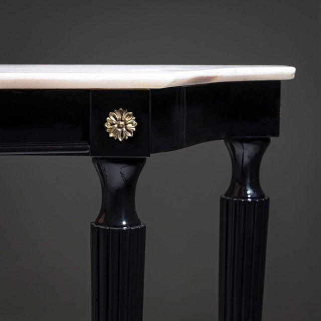 Mid-20th Century Black Console Table with White Stone Top, Italy For Sale - Image 9 of 18
