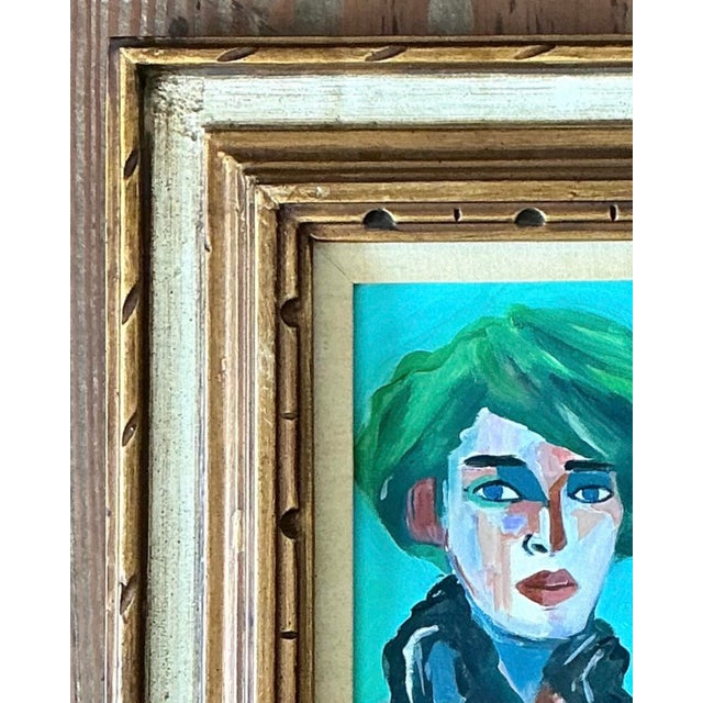 Vintage Original Abstract Portrait on Canvas For Sale - Image 11 of 12