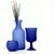 Frosted cobalt glass vessels, group of 3. A refreshing and minimal set of mid-century frosted cobalt blue vessels in...