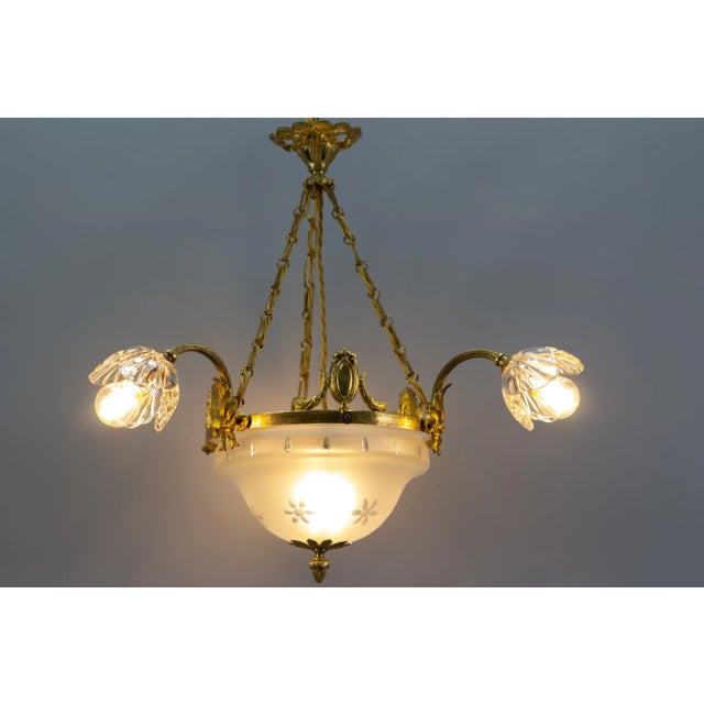 Four Light French Neoclassical Style Gilt Bronze and Glass Chandelier For Sale - Image 12 of 18
