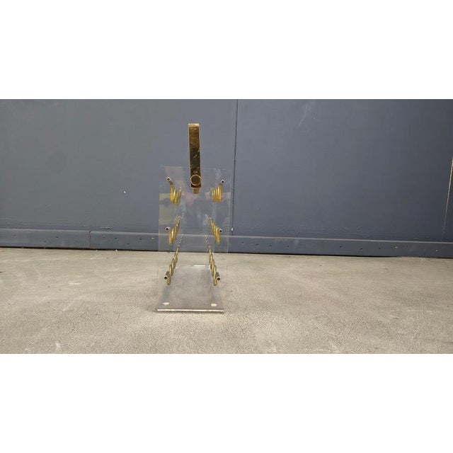 Vintage Acrylic Glass and Brass Magazine Holder, 1970s For Sale - Image 13 of 18