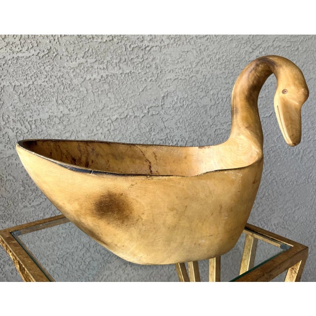 Mid 20th Century Mid 20th-Century Hand-Hewn Swan-Shaped Decorative Wooden Bowl / Cachepot, Mexico For Sale - Image 5 of 18