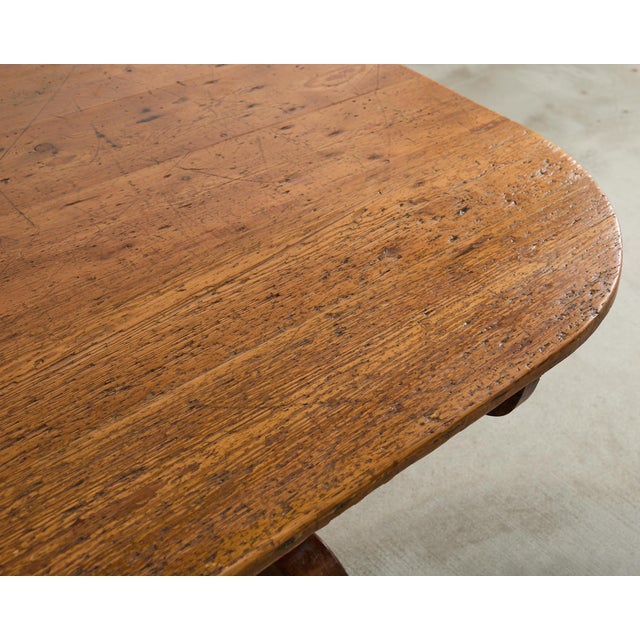 Brown 19th Century French Pine Tilt Top Vendange Dining Table For Sale - Image 8 of 12