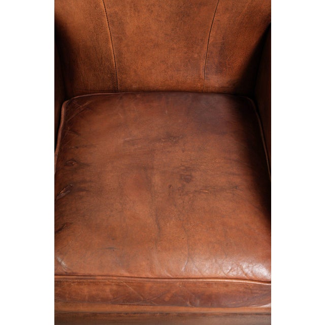 Vintage Sheepskin Armchairs with Decorative Nails, Set of 2 For Sale - Image 5 of 16