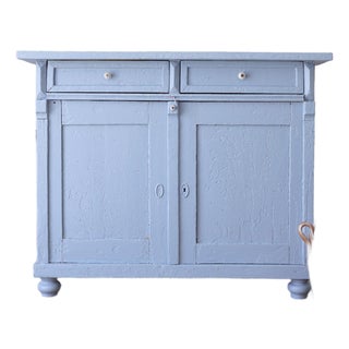 Antique Blue Painted Pine Cupboard - Circa 1880 For Sale