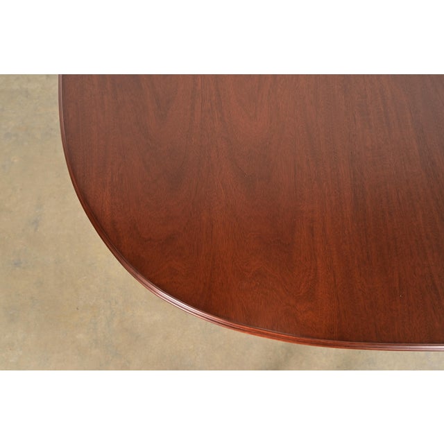 Romweber Regency Flame Mahogany Pedestal Extension Dining Table, Newly Refinished For Sale - Image 10 of 14