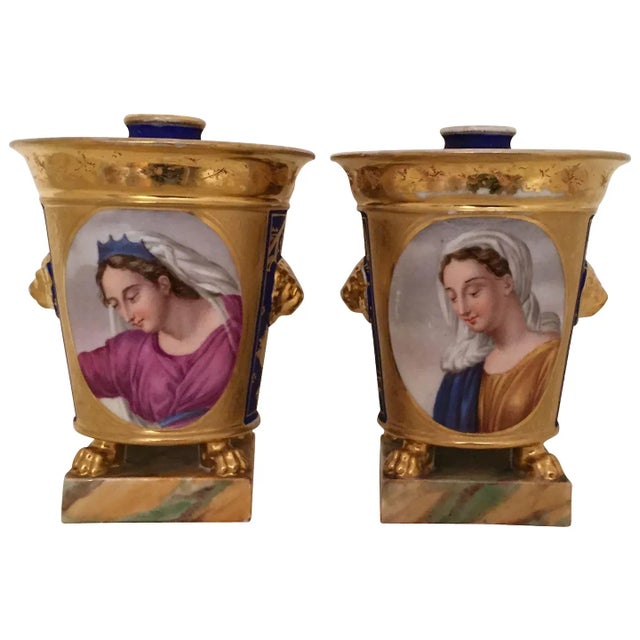 Early 19th Century French Empire Porcelain Flower Vases - A Pair For Sale - Image 11 of 11