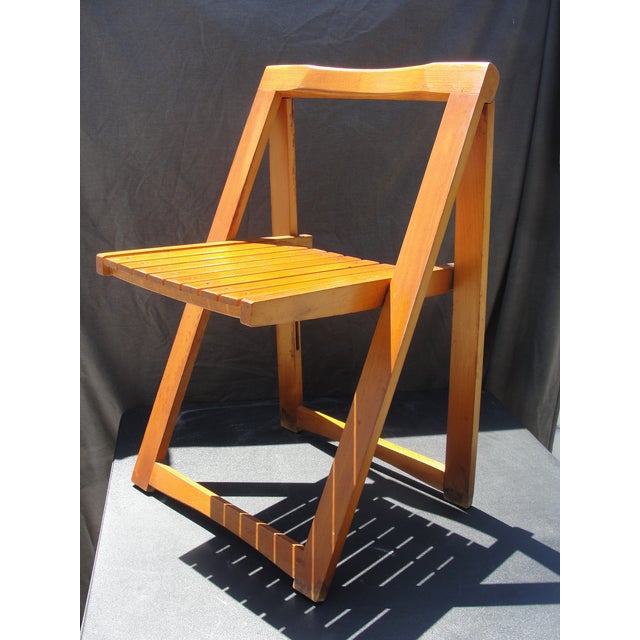 1960s Mid Century Modern Romanian Slatted Wood Folding Chair Chairish