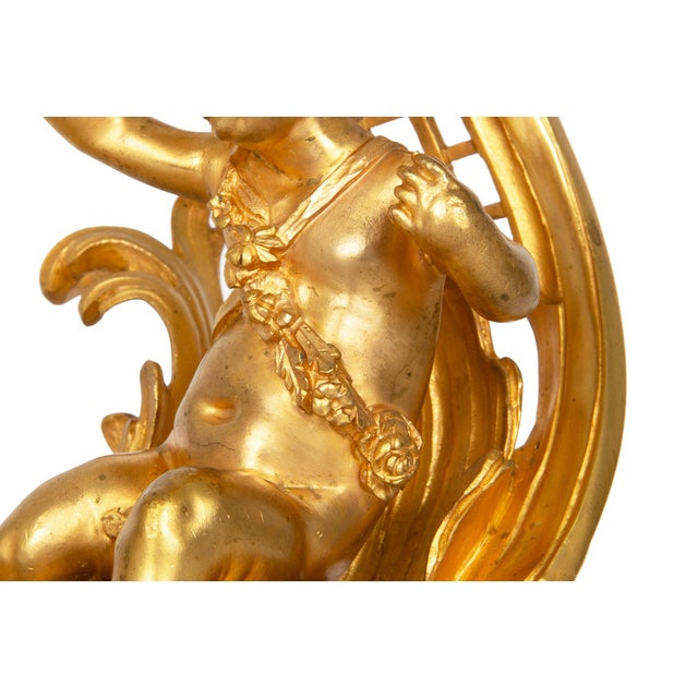 Antique Gilt Bronze Fireplace Fender With Chenets by Bouhon, Paris For Sale - Image 10 of 18