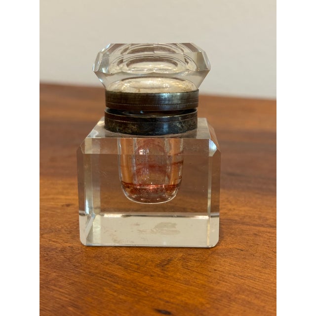 Antique 19th Century Black Lacquer Chinoiserie Inkstand With Cut Glass Inkwell For Sale - Image 10 of 18