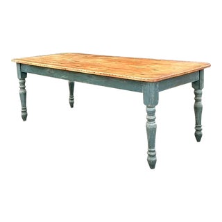 Vintage Boho Rustic Plank Farm Table For Sale