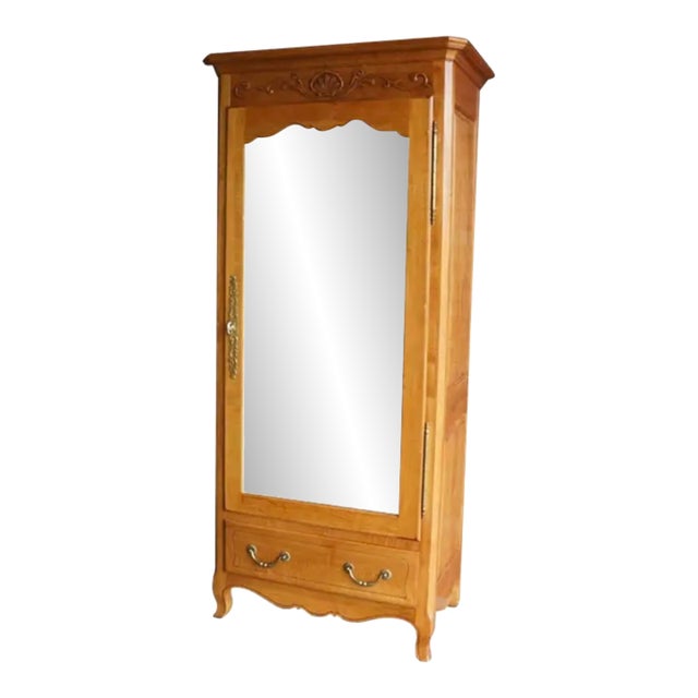1930s Ethan Allen Country French Mirror Door Armoire For Sale
