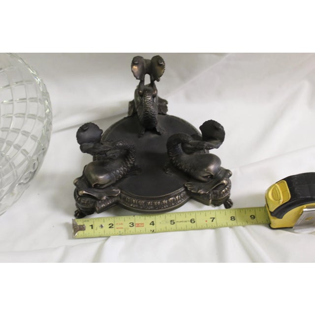 1990s Mid-Century Modern Style Dolphin Crystal Bowl Center Piece For Sale - Image 9 of 11
