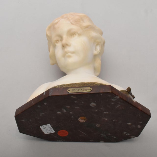 Ivory Gino AR, Young Girl Sculpture, 1890s, Alabaster For Sale - Image 8 of 10