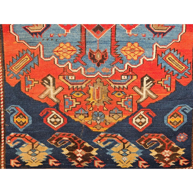 19th Century Antique Caucasian Kazak Area Rug, Handwoven Wool, Geometric Medallion Design, Late 1800s, 4' x 5' For Sale - Image 5 of 18