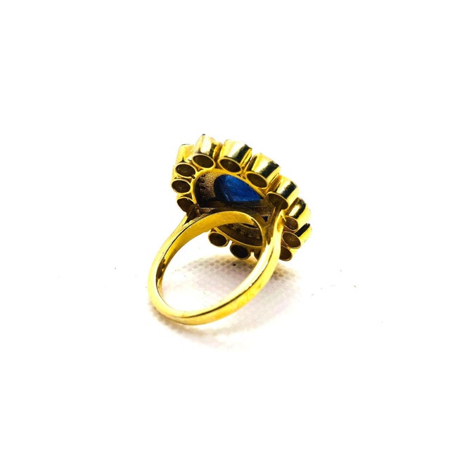 Bochic “Orient” Vintage Rose Cut Diamond & Tanzanite Ring Set 18K Gold & Silver For Sale - Image 10 of 10
