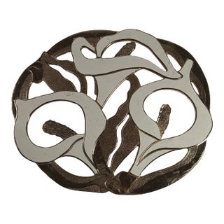 1970s Abstract Metal Decorative Trivet or Wall Hanging For Sale