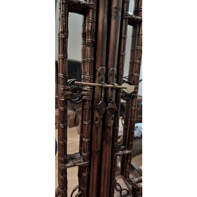 Late Qing Dynasty Tall Bamboo Open-Fretwork Display Cabinet For Sale - Image 11 of 13