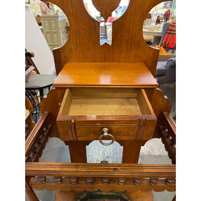 Late 19th Century Antique Eastlake Oak Wood Hall Tree Chairish