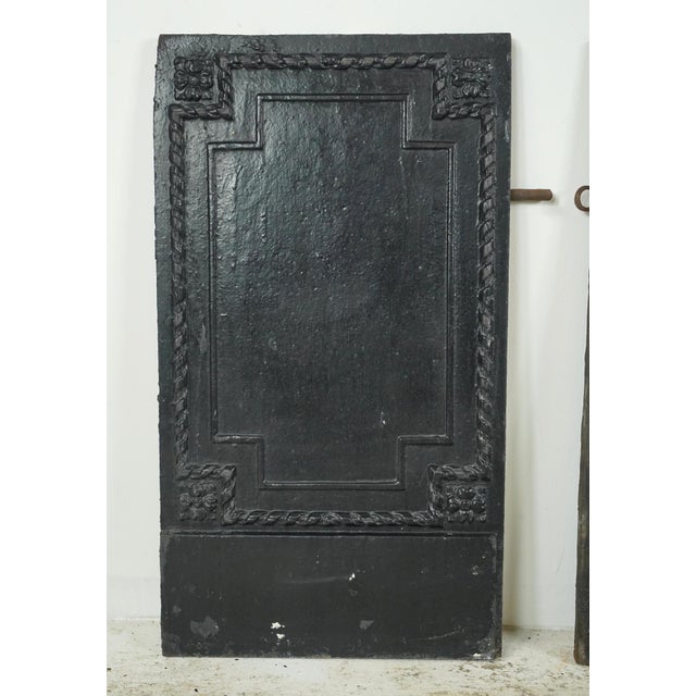The Plaza Hotel French Black Cast Iron Fireback Set For Sale - Image 4 of 16