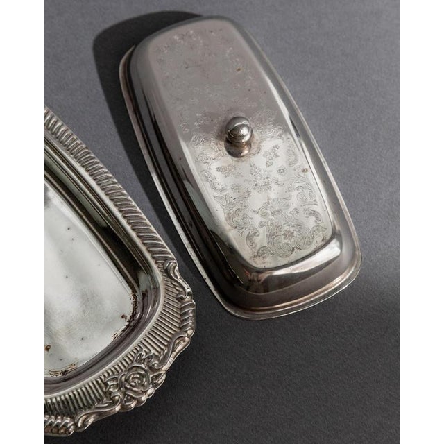 Vintage Engraved Ornamental Silver-Plated Butter Dish, 1970s For Sale - Image 9 of 11