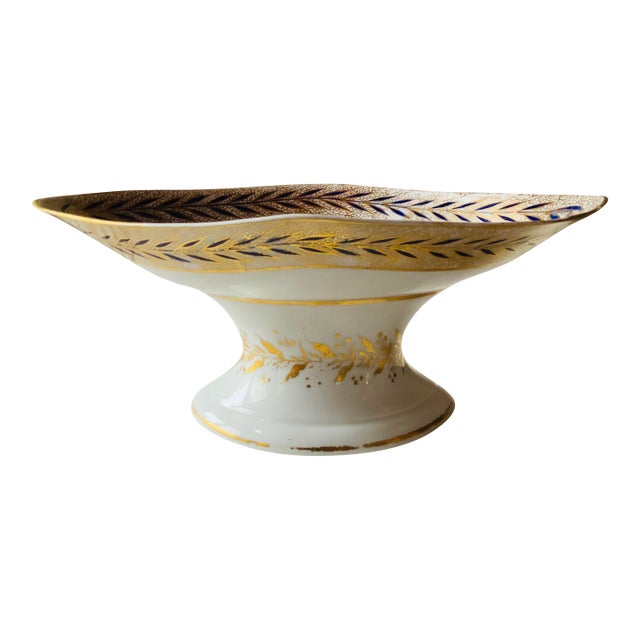 Magnificent Antique Derby Porcelain Centerpiece Bowl - English Bone China With Cobalt & Gold, Circa 1820 For Sale