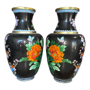 Pair of Vintage Chinese Cloisonne Vases