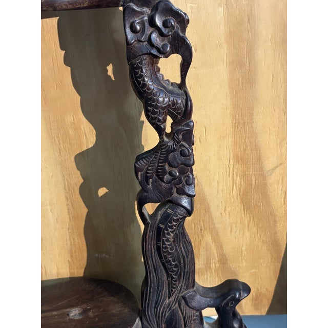 Antique Carved Wood Scabbard Footed Sword Holder with Dragon Beasts For Sale - Image 4 of 12
