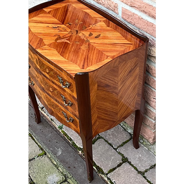 Antique Wood Inlaid Chest of Drawers, 1950s For Sale - Image 9 of 15