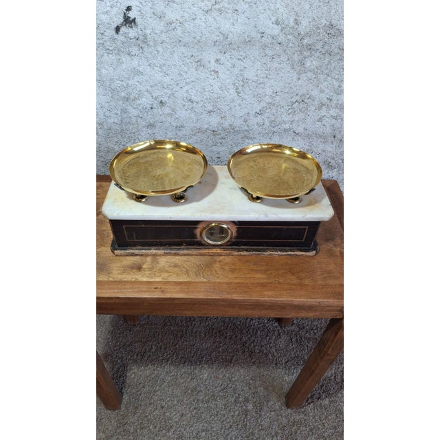 19th Century Napoleon III Trade Scale in Brass and Marble For Sale - Image 9 of 11