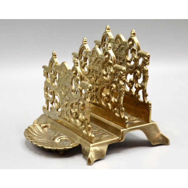 English 1920's Early English Brass Double Letter Rack For Sale - Image 3 of 8