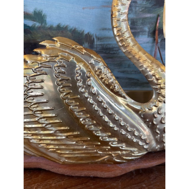 Vintage Swan Wall Sculpture With Wood Backing, Mid-Century Modern Style For Sale In Seattle - Image 6 of 10