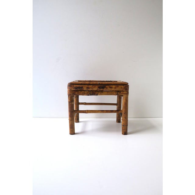 Wicker Bamboo Stool Plant Drink Stand, Small For Sale In New York - Image 6 of 13