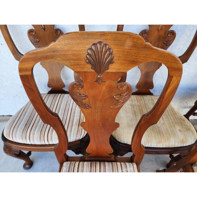 Brown Antique Italian Georgian Dining Chairs Shell Walnut Set of 5 For Sale - Image 8 of 12