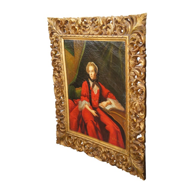 Realism Late 20th Century Marie Leszczyńska Queen of France, After Jean-Marc Nattier Oil Painting Portrait, Framed For Sale - Image 3 of 12
